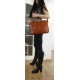Cognac leather laptop business messenger briefcase crossbody bag Jan