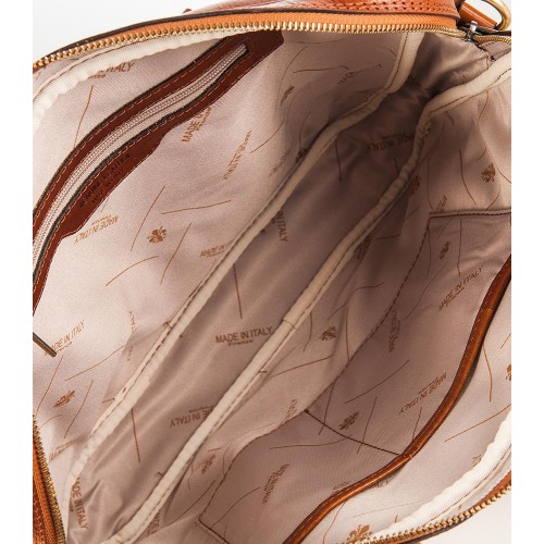 Cognac leather laptop business messenger briefcase crossbody bag Jan