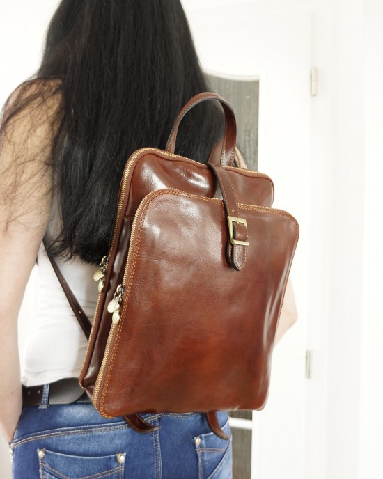 Leather backpack brown leather bag leather travel bag Babbet