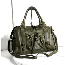 Acker Stylish Military Green Leather Handbag