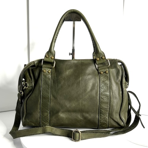 Acker Stylish Military Green Leather Handbag