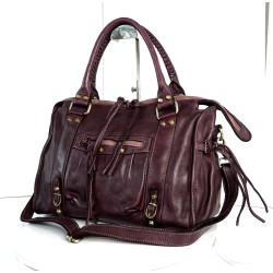 Acker Italian Red Wine Leather Handbag