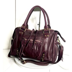 Acker Italian Red Wine Leather Handbag