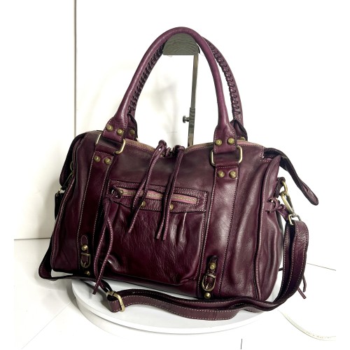 Acker Italian Red Wine Leather Handbag