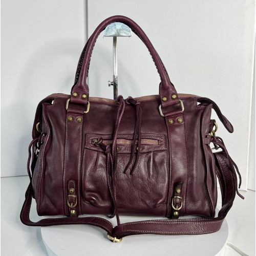 Acker Italian Red Wine Leather Handbag