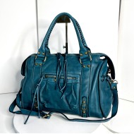 Acker Trendy Teal Blue Leather Crossbody Bag