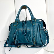 Acker Trendy Teal Blue Leather Crossbody Bag