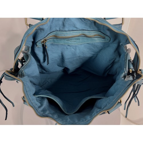 Acker Trendy Teal Blue Leather Crossbody Bag