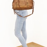 Acker Distressed Cognac Leather Handbag