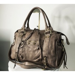 Acker Vintage Taupe Leather Handbag