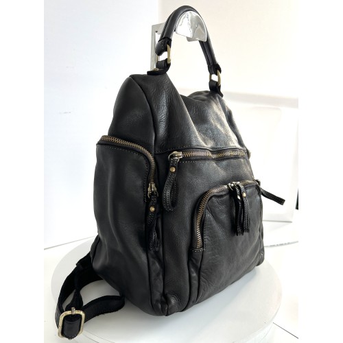 Leather Backpack Aim in Black for Bold Fashion