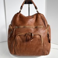 Cognac Aim Leather Backpack for Classic Appeal