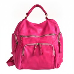 Aim Fuchsia Washed Leather Backpack