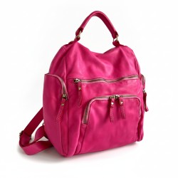 Aim Fuchsia Washed Leather Backpack