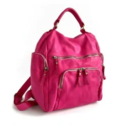 Aim Fuchsia Washed Leather Backpack