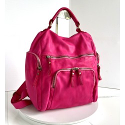 Aim Leather Backpack in Fuchsia for Fun Elegance