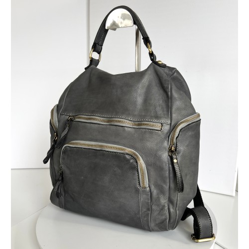 Aim Grey Leather Backpack for Sleek Fashion