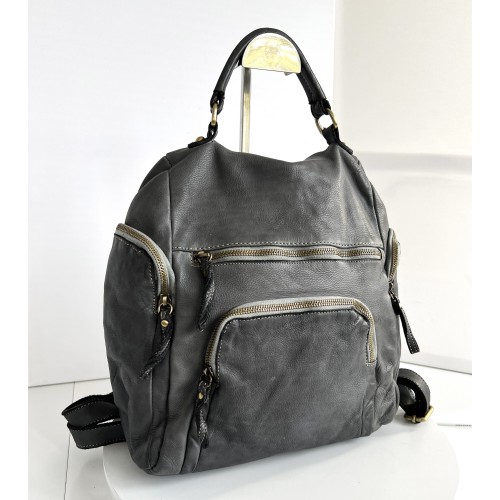 Aim Grey Leather Backpack for Sleek Fashion