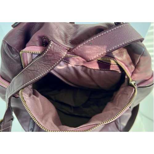 Red-Wine Leather Backpack Aim for Timeless Beauty