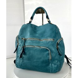 Teal Blue Aim Leather Backpack for Vibrant Looks