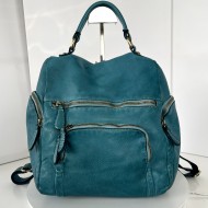 Teal Blue Aim Leather Backpack for Vibrant Looks