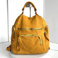 Yellow Aim Leather Backpack for Fresh Energy