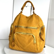 Yellow Aim Leather Backpack for Fresh Energy