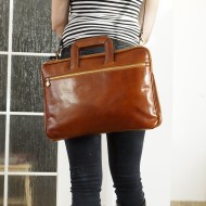 Leather briefcase April tan leather laptop bag
