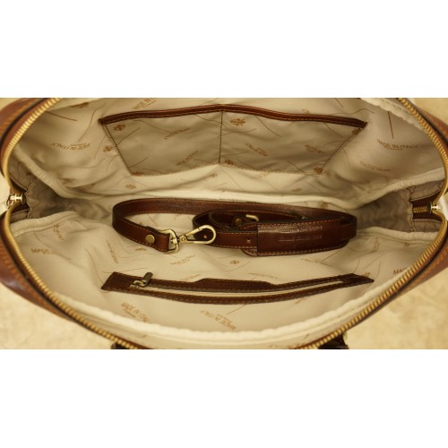 Leather briefcase April tan leather laptop bag