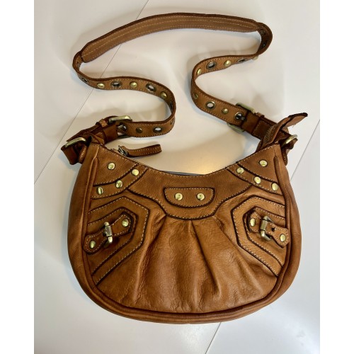 Vintage Cognac Leather Crossbody Bag Brody