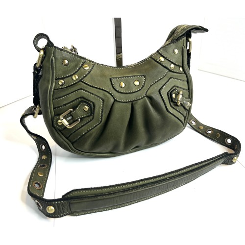 Military Green Leather Crossbody Bag Brody