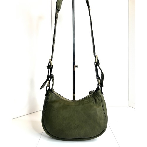 Military Green Leather Crossbody Bag Brody