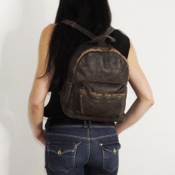 Small leather backpack Eisen dark brown leather bag