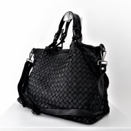 Elow Black Woven Leather Tote Bag