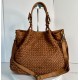 Elow Stylish Cognac Woven Leather Tote Bag