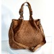 Elow Stylish Cognac Woven Leather Tote Bag