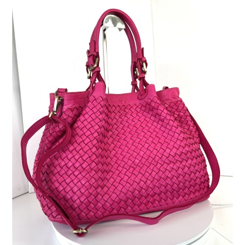 Elow Vibrant Fuchsia Leather Tote Bag