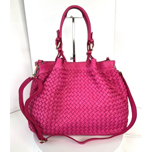 Elow Vibrant Fuchsia Leather Tote Bag