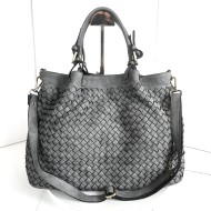 Elow Grey Woven Leather Tote Bag