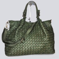 Elow Military Green Italian Leather Tote Bag