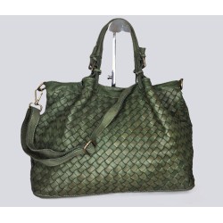 Elow Military Green Italian Leather Tote Bag