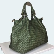 Elow Military Green Italian Leather Tote Bag