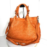 Elow Chic Orange Woven Leather Tote Bag