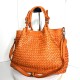 Elow Chic Orange Woven Leather Tote Bag