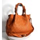 Elow Chic Orange Woven Leather Tote Bag
