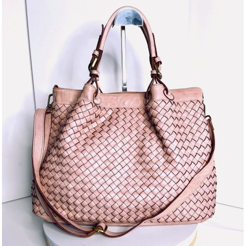 Elow Baby-Pink Italian Leather Tote Bag