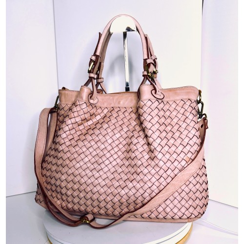 Elow Baby-Pink Italian Leather Tote Bag