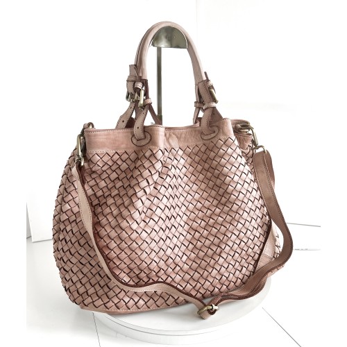 Elow Baby-Pink Italian Leather Tote Bag