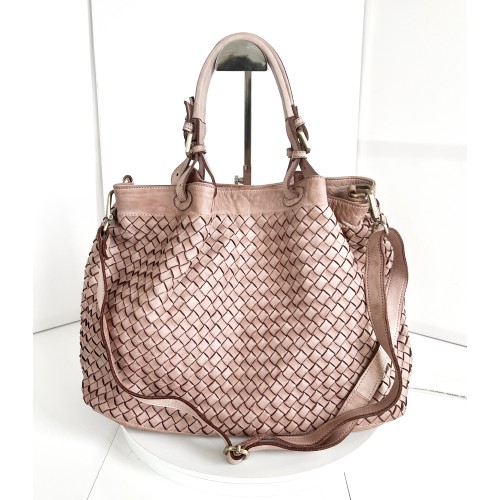 Elow Baby-Pink Italian Leather Tote Bag