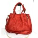 Elow Red Woven Leather Tote Bag